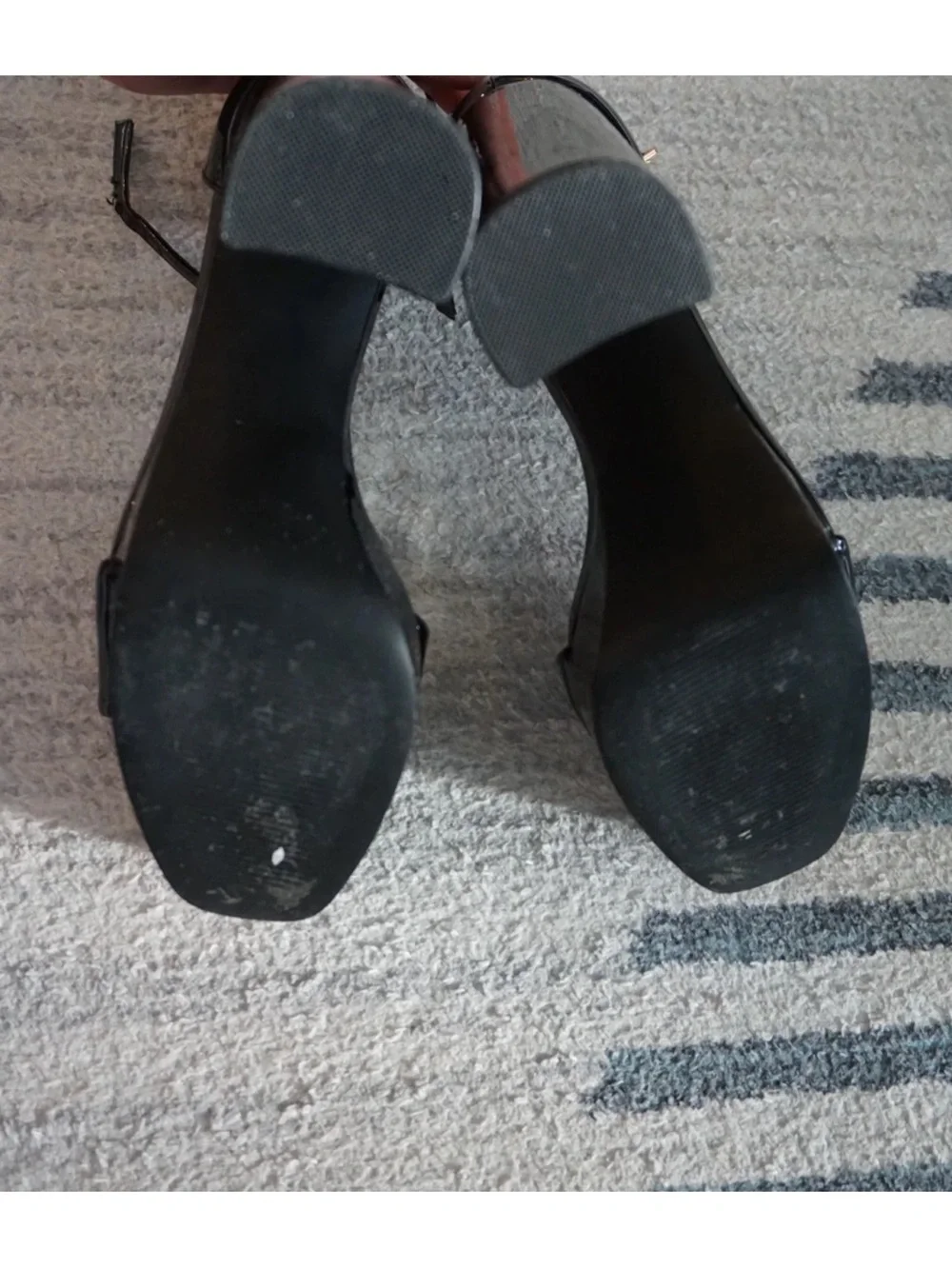 Madden Girl Platform Block Heel Sandals Vinyl Black Size 8.5